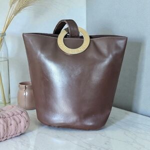 Celine Chocolate Brown Tote with Gold Accent